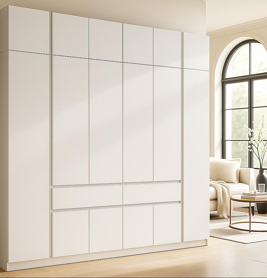 Шкаф с антресолью Мастер Форм Брайт телескопические направляющие левосторонний 2442х520х2400 мм Белый (21785)