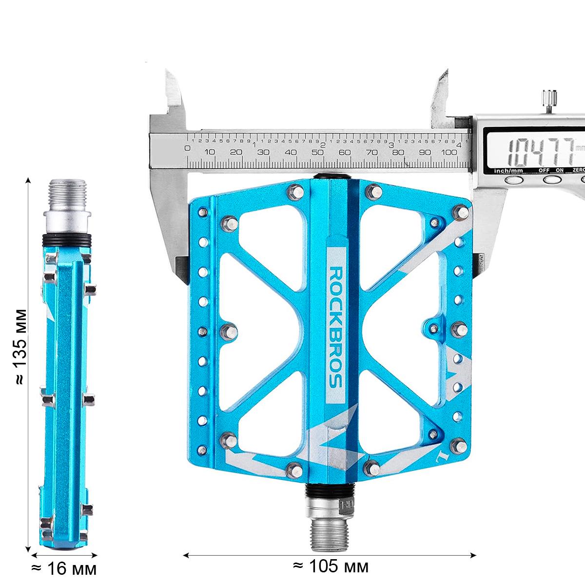 Педалі велосипедні ROCKBROS RB-2017-12A алюмінієві на 3-х промислових підшипниках Блакитний (RB-2017-12A-4010) - фото 5