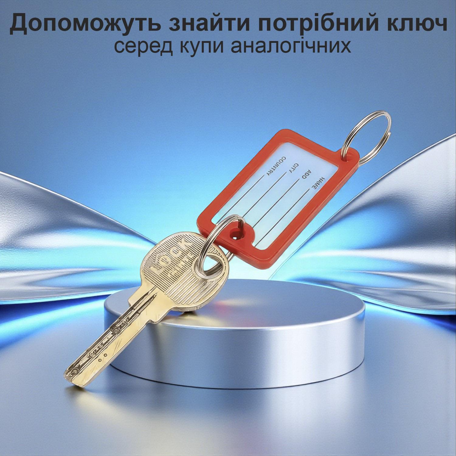 Бирки для ключей с бумажной вставкой металлическим кольцом пластиковые 25 шт. Разноцветные (98_2_25_1C) - фото 6 Бирки для ключей с бумажной вставкой металлическим кольцом пластиковые 25 шт. Разноцветные (98_2_25_1C) - фото 6