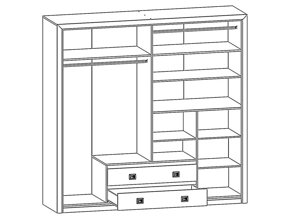 Шафа для спальні чотирьохдверна Gerbor КоенSZF4D2S з дзеркалом з ДСП і МДФ 2140х565х1200 мм Венге (5092) - фото 3 Шафа для спальні чотирьохдверна Gerbor КоенSZF4D2S з дзеркалом з ДСП і МДФ 2140х565х1200 мм Венге (5092) - фото 3