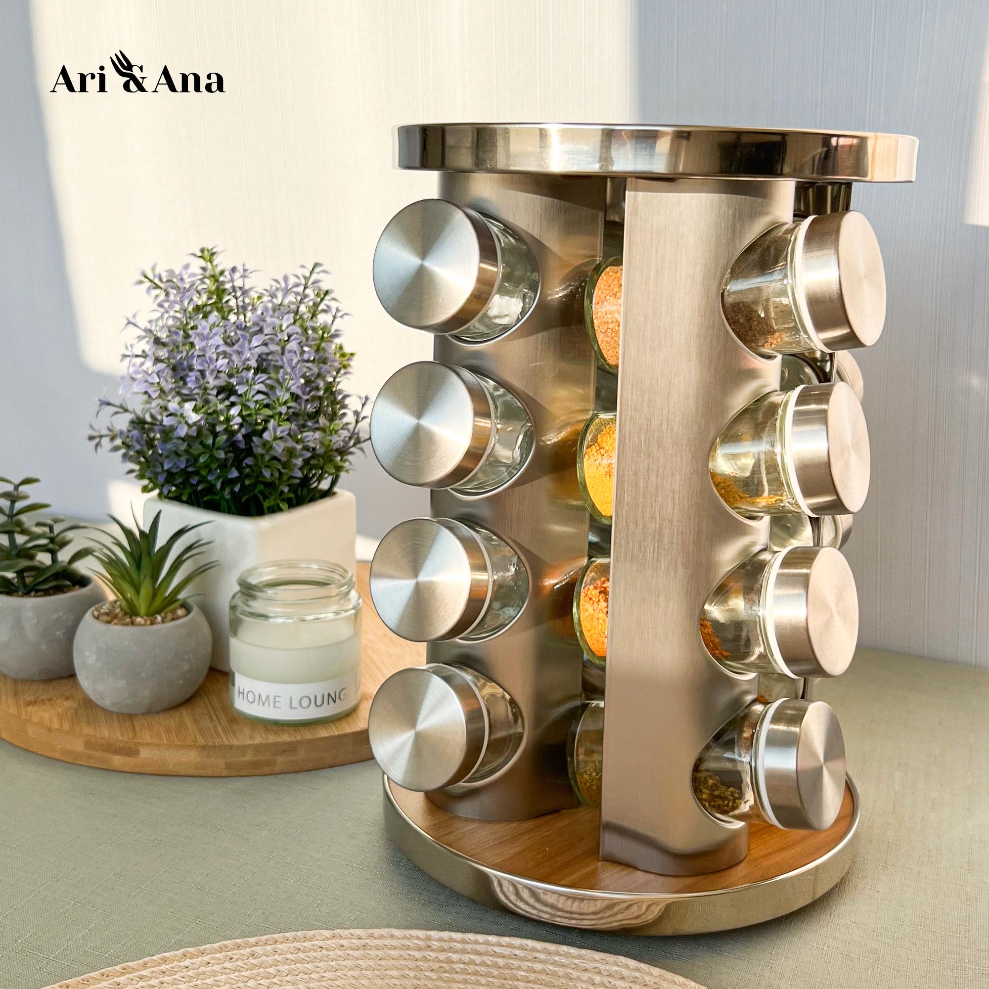Набір баночок Ari/Ana для спецій на круглій обертовій підставці 16 скляних ємностей - фото 7 Набір баночок Ari/Ana для спецій на круглій обертовій підставці 16 скляних ємностей - фото 7