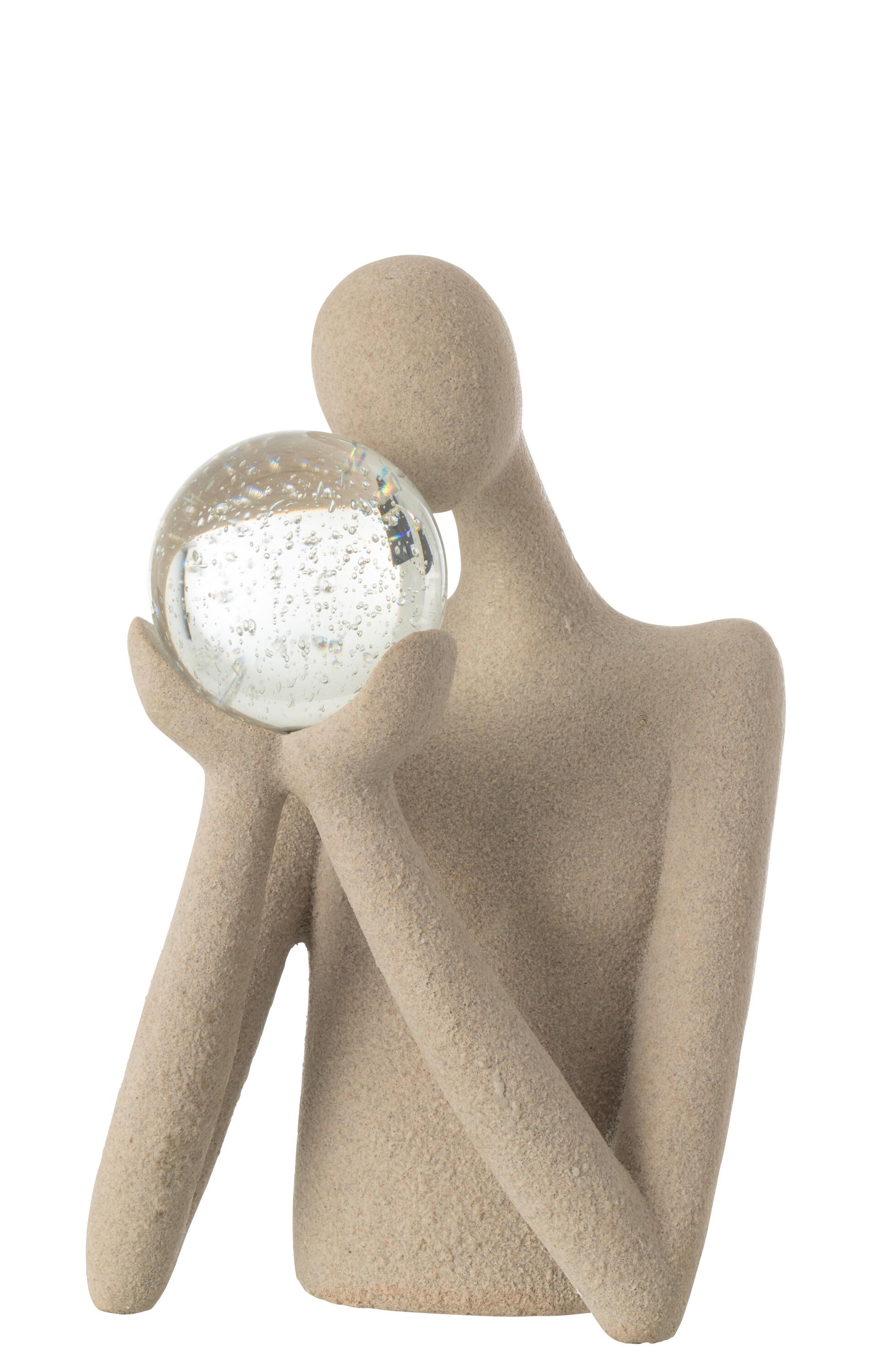 Статуэтка человека арт-объект с хрустальным шаром J-LINE 43 см Статуэтка человека арт-объект с хрустальным шаром J-LINE 43 см