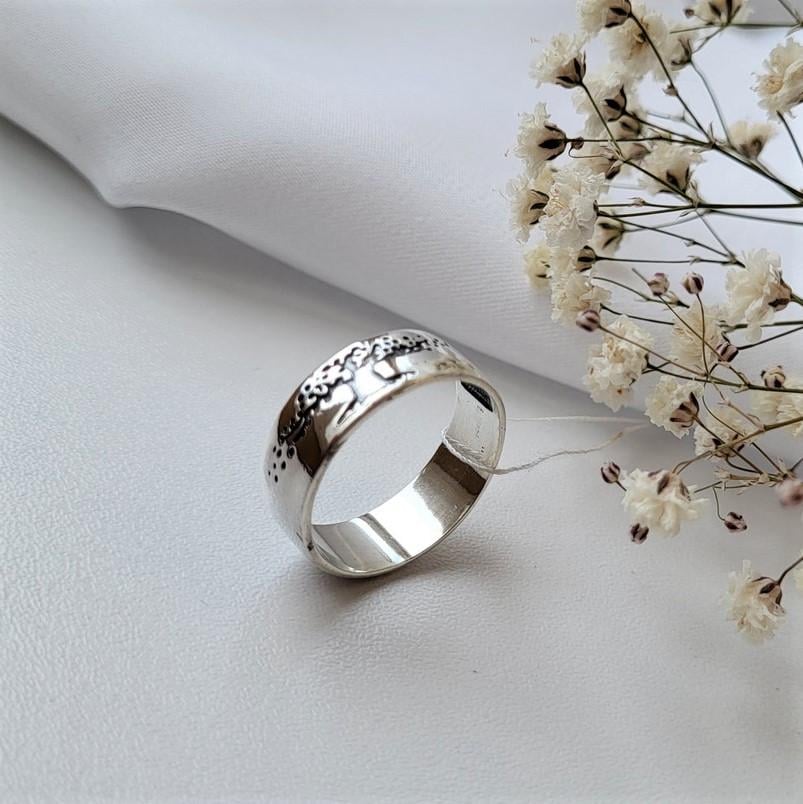 Каблучка без каміння дерево чорнене срібло 925 проби 4,80 г р. 19 (1920к) - фото 3