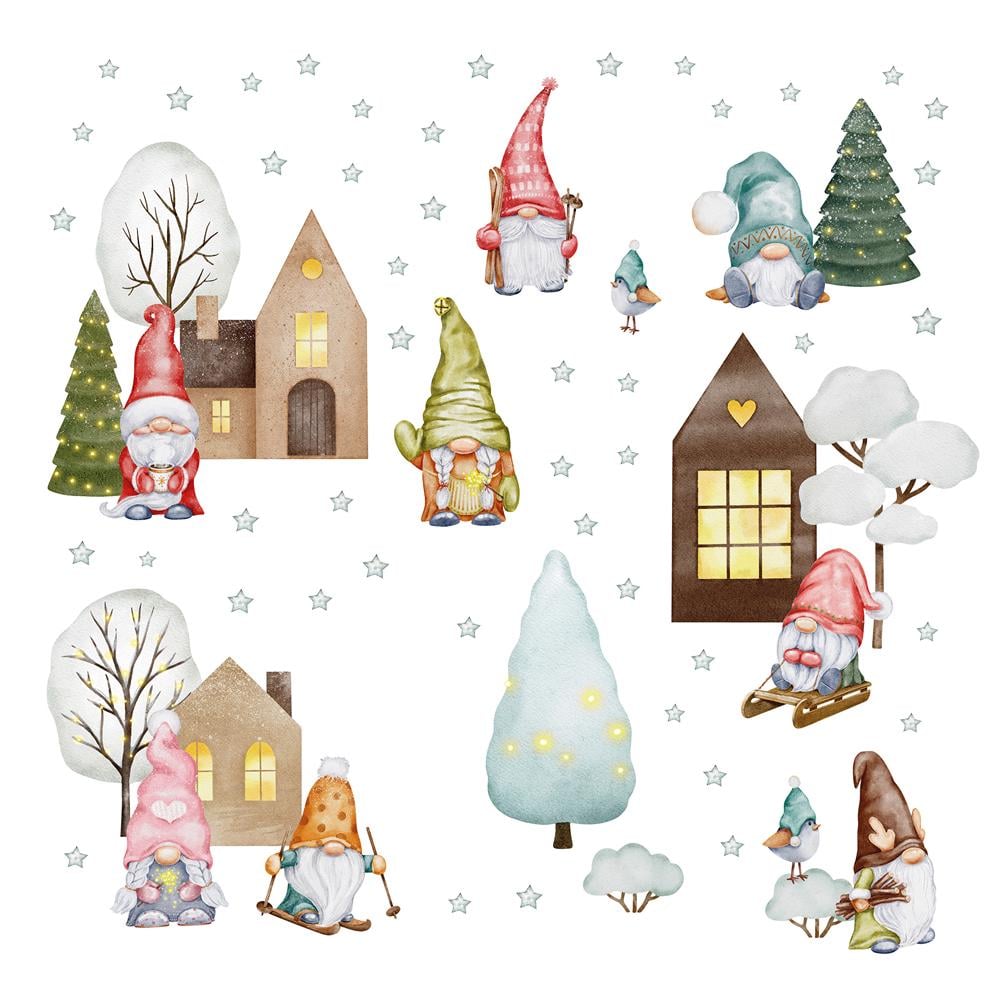 Наклейки на стену и окна новогодние Зимние гномики LIPKO S (800S)