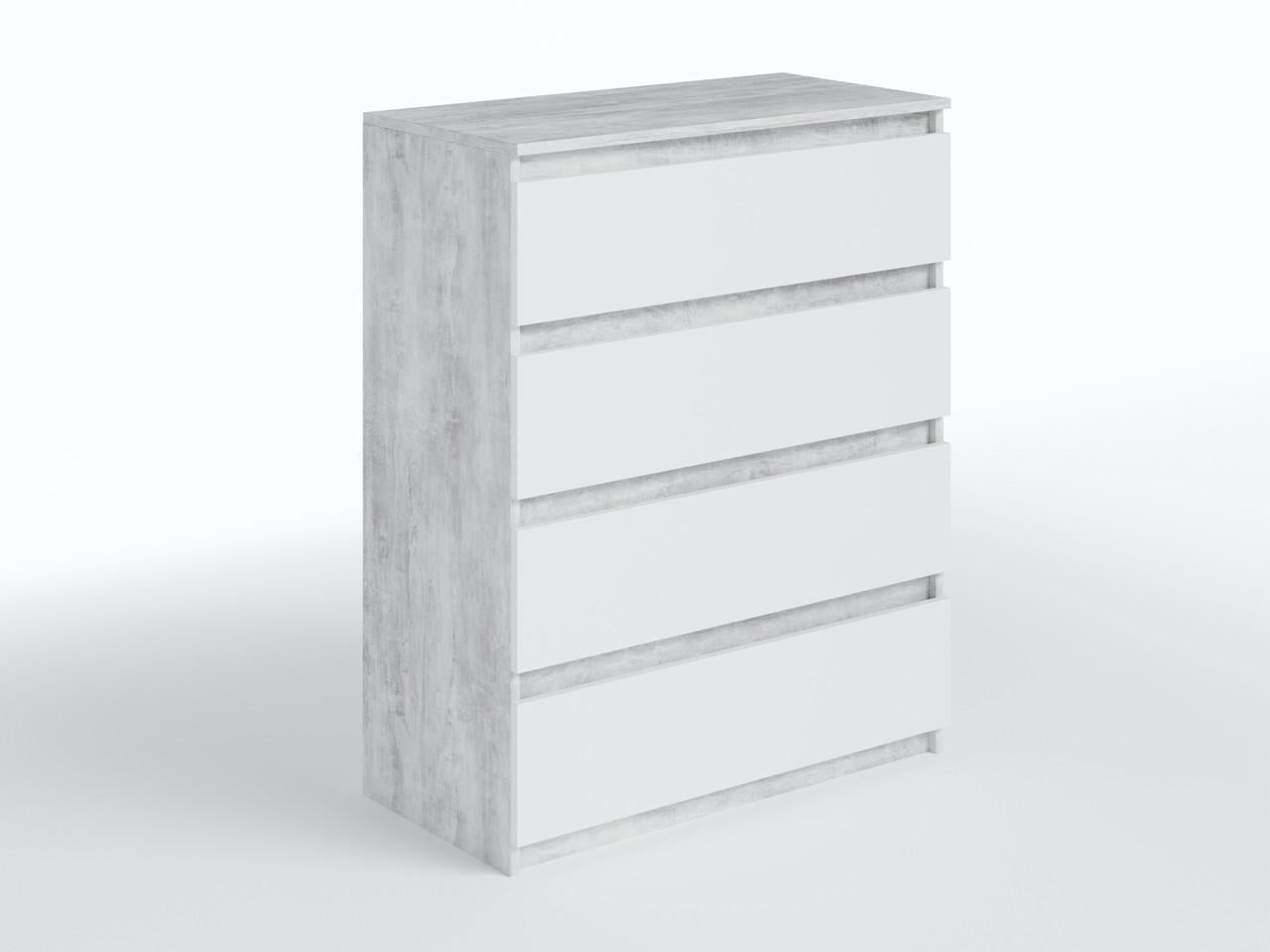Комод Moreli T-215 на 4 ящика 800х980х400 мм Бетон/Белый (mo-t215-white-sonoma)