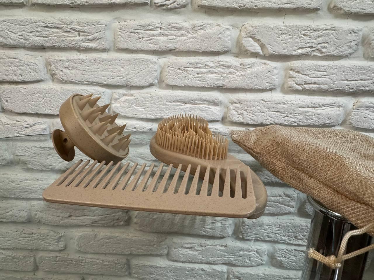 Набор для волос 3в1 расческа массажная/гребень/щетка для мытья головы и волос - фото 3