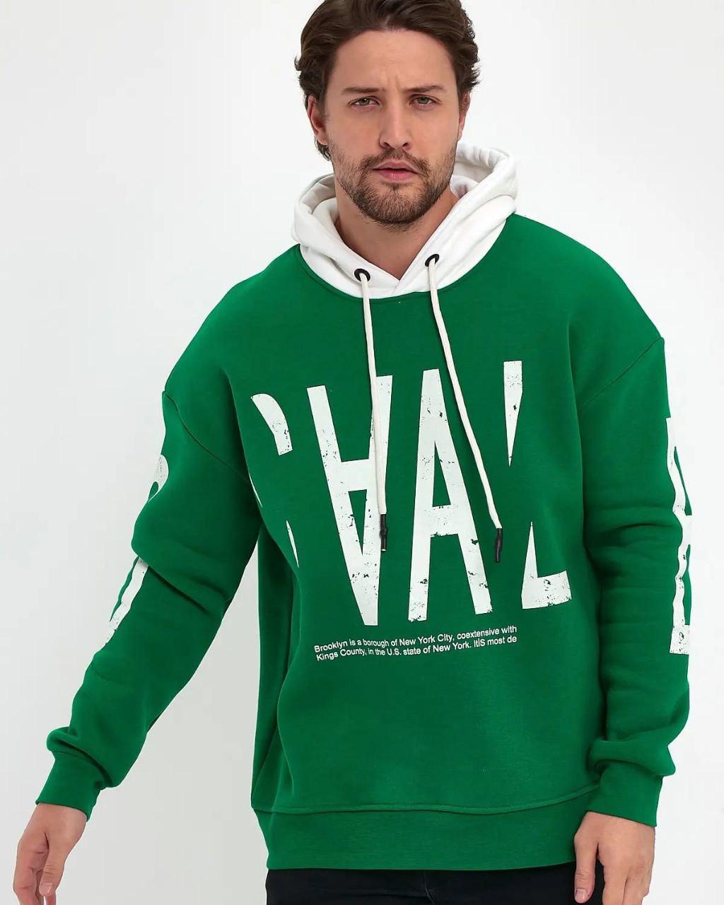 Худи турецкое 768 на флисе XL Зеленый (43)