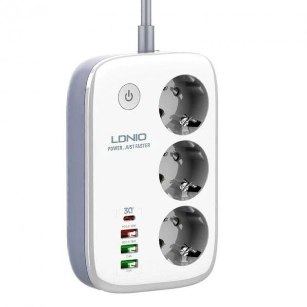 Фільтр мережевий подовжувач LDNIO Wifi управління 3 розетки 3USB/1Type-C 2500W Білий - фото 5