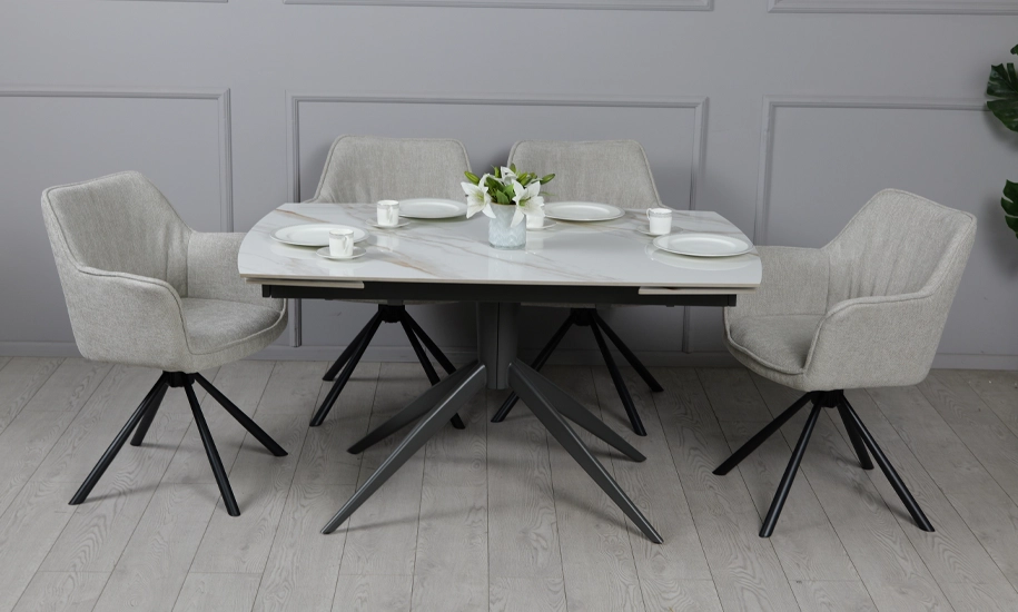 Стол Вираж черные ножки 1400/2000x900x750 мм Молочный глянец (2147486769) - фото 8