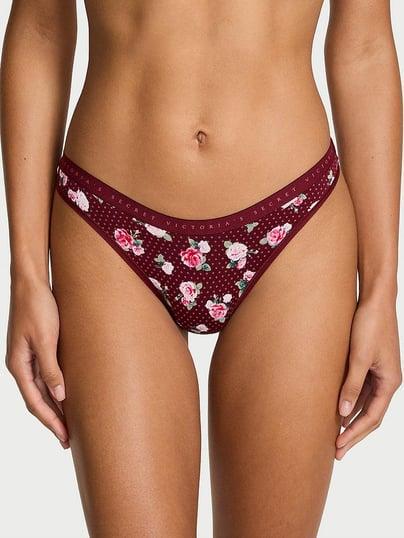 Трусики женские Victoria's Secret Stretch Cotton Бордовый High-Leg Scoop Thong S (352221976642)