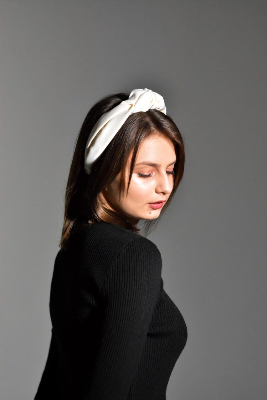 Обруч для волос MyScarf с узлом вверху атлас one size Белый (11439129)