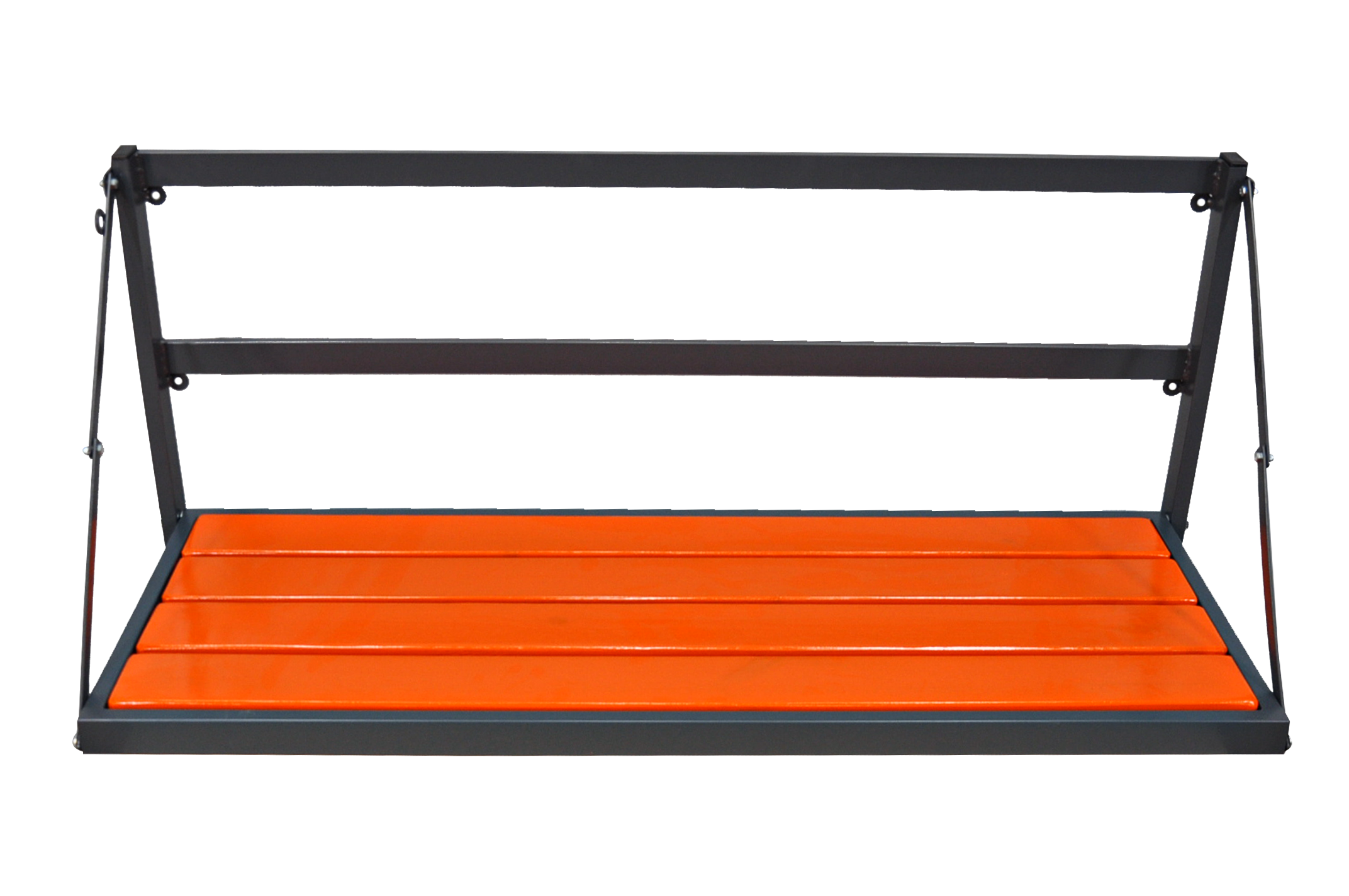 Лавка со спинкой подвесная настенная Komped OL714/5.1 на шарнирах/брус 1500х500х500 мм Черный/Оранжевый