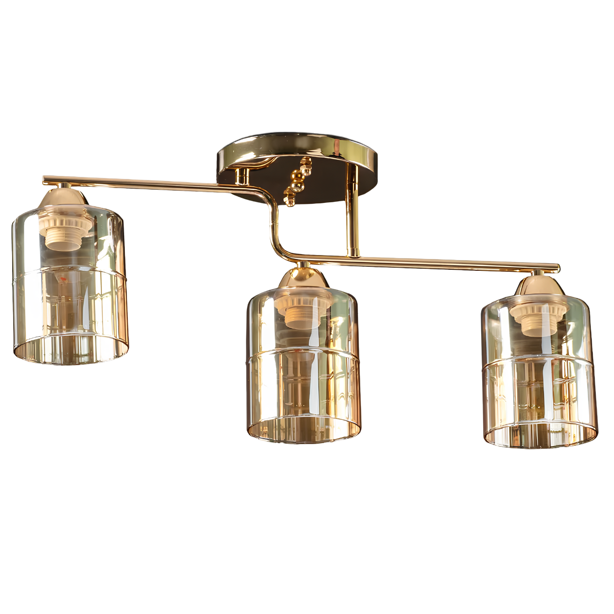 Люстра Svet с тремя стеклянными плафонами под лампы Е27 Золотой (SC-9090/3 FG)