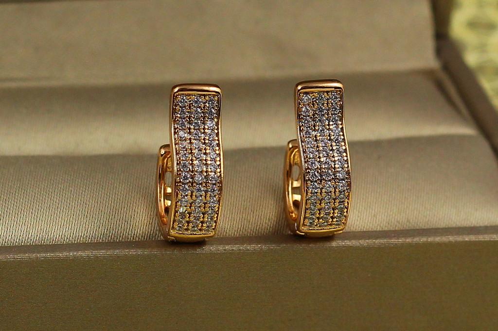 Серьги Xuping Jewelry Гривка три дорожки 1,5 см Золотистый (2228517531)