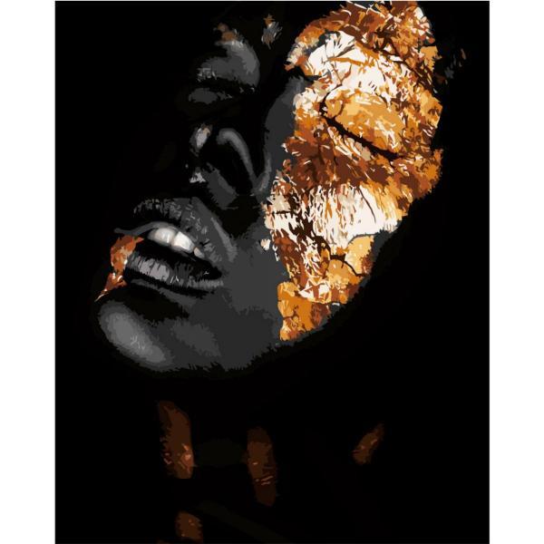 Набор для росписи по номерам Strateg Девушка в золоте 40х50 см (VA-2682-mt)