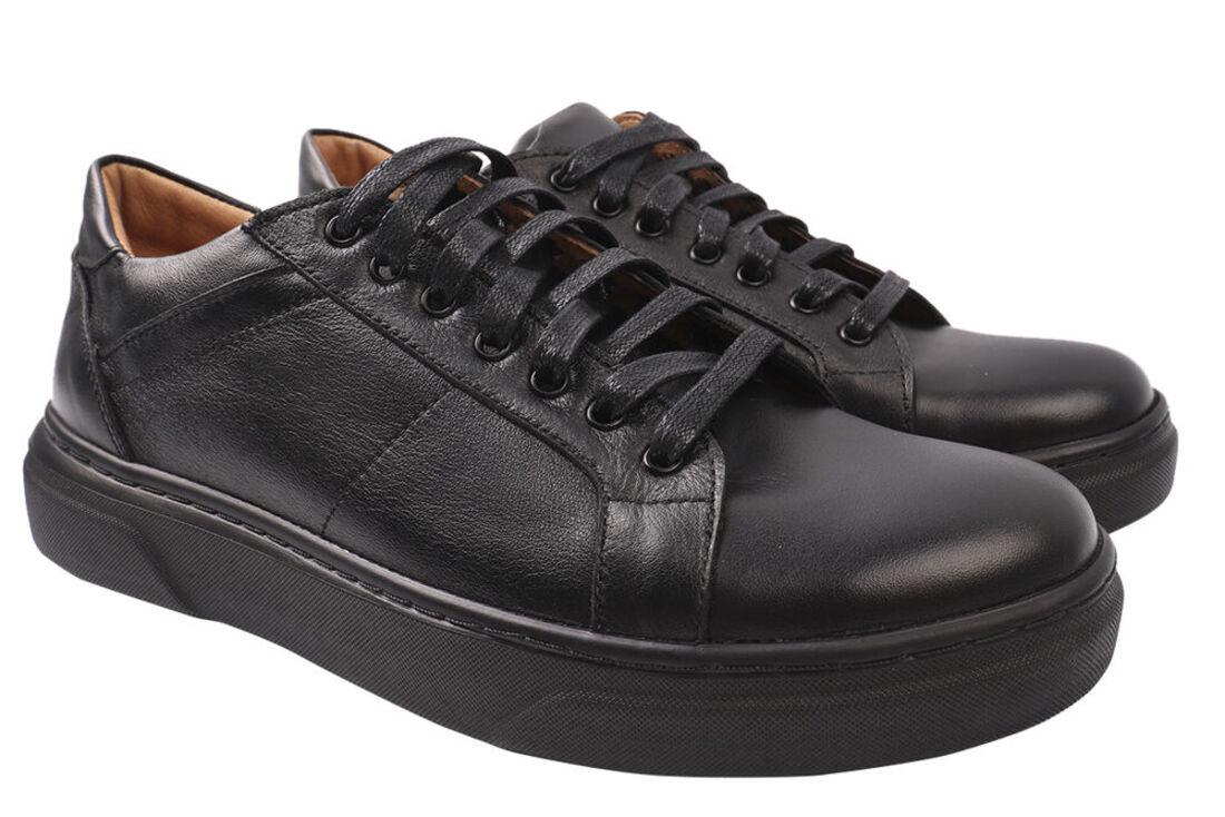 Туфли мужские Flamanti из кожи на шнуровке на платформе р. 43 Черный (74-20DTC)