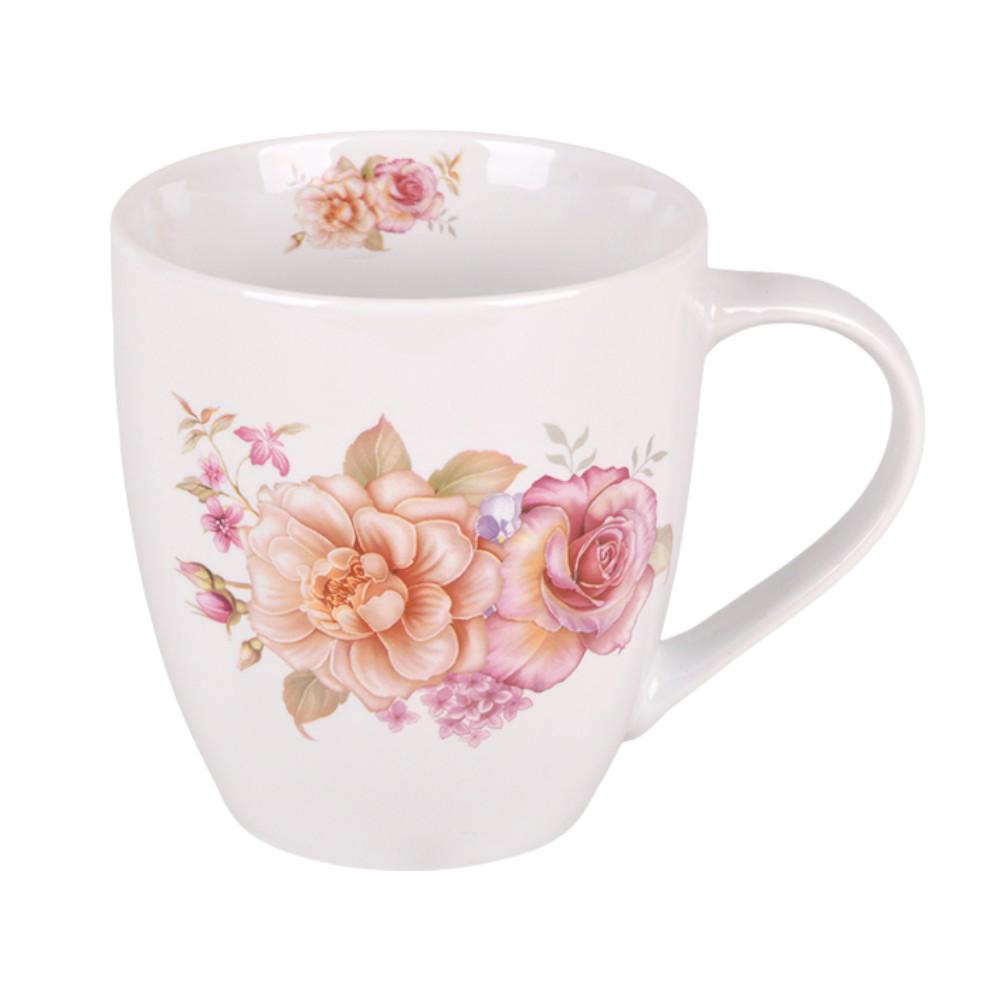 Чашка Roses R35464 400 мл Белый с персико-розовым (31559786)