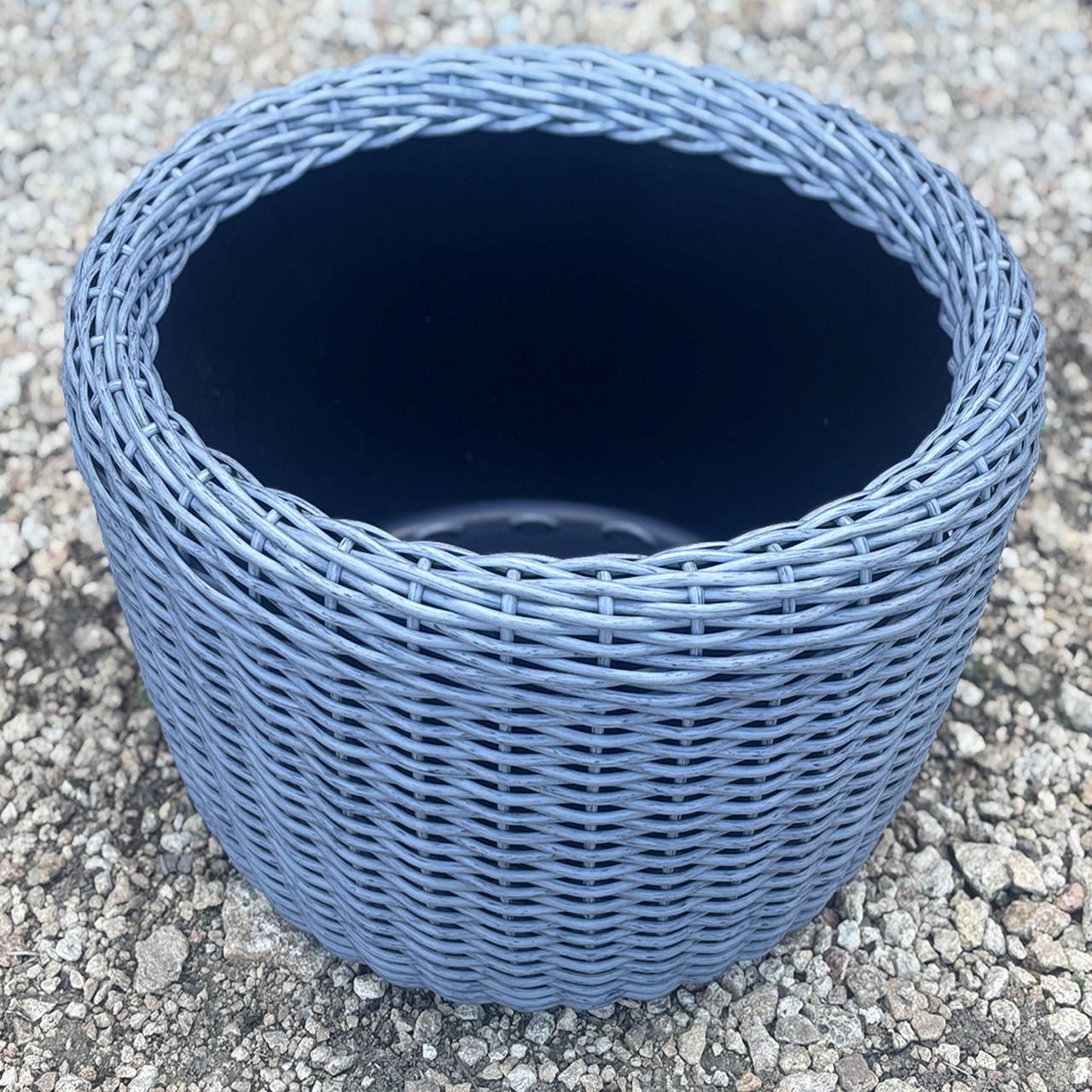 Кашпо велике для рослин та квітів з штучного ротангу/ручної роботи 90 л Сірий - фото 4