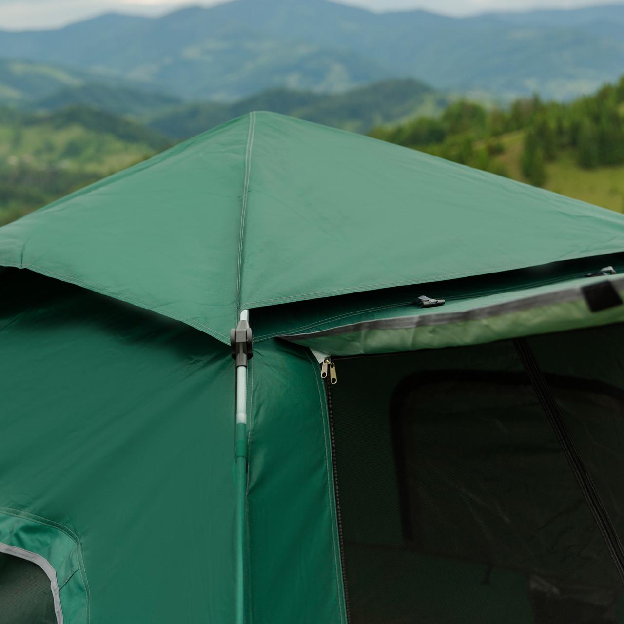 Палатка кемпинговая 3-местная с тентом 235x235x155 см Зеленый (4672) - фото 10