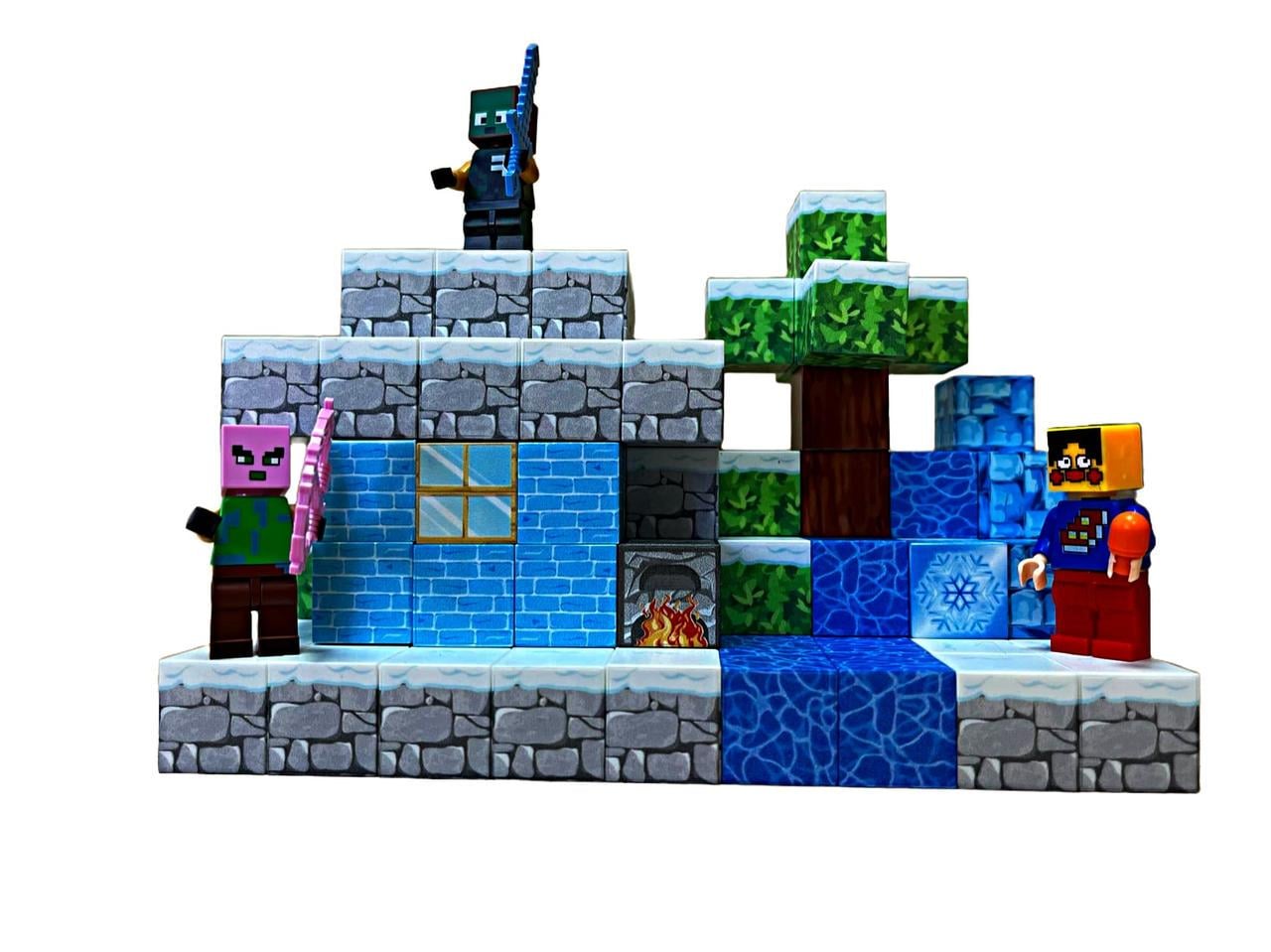 Конструктор магнитный Minecraft Дом из льда и снега с пластиковым боксом 110 дет. (1078) Конструктор магнитный Minecraft Дом из льда и снега с пластиковым боксом 110 дет. (1078)