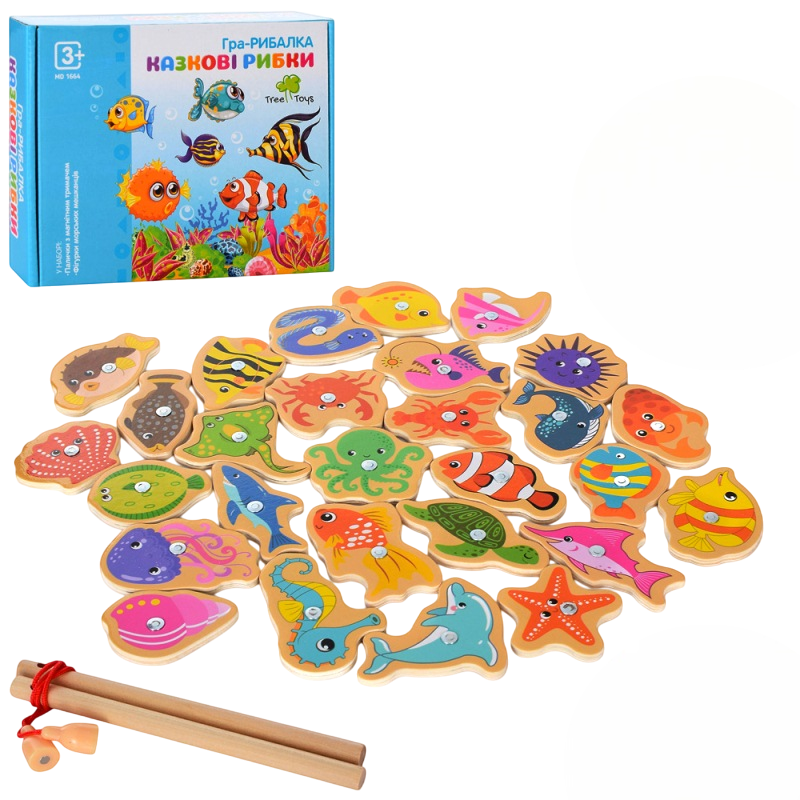 Развивающая деревянная рыбалка Limo Toy Монтессори с 2 удочками и с разноцветными рыбками на магнитах MD 1664 (2600758522)