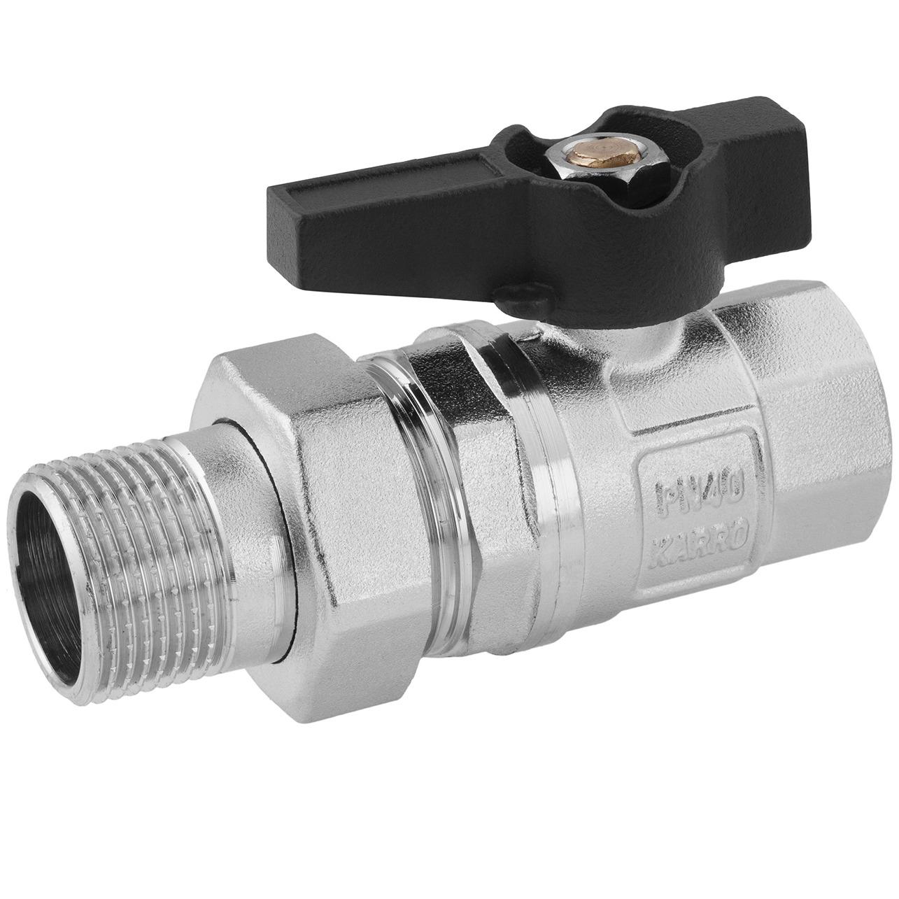 Кран шаровый Karro Uno CV034680 3/4" ВЗ с американкой бабочка (252871)