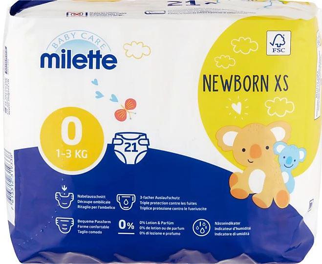 Підгузки Milette Baby Care 0 1-3 кг 21 шт. (16974)