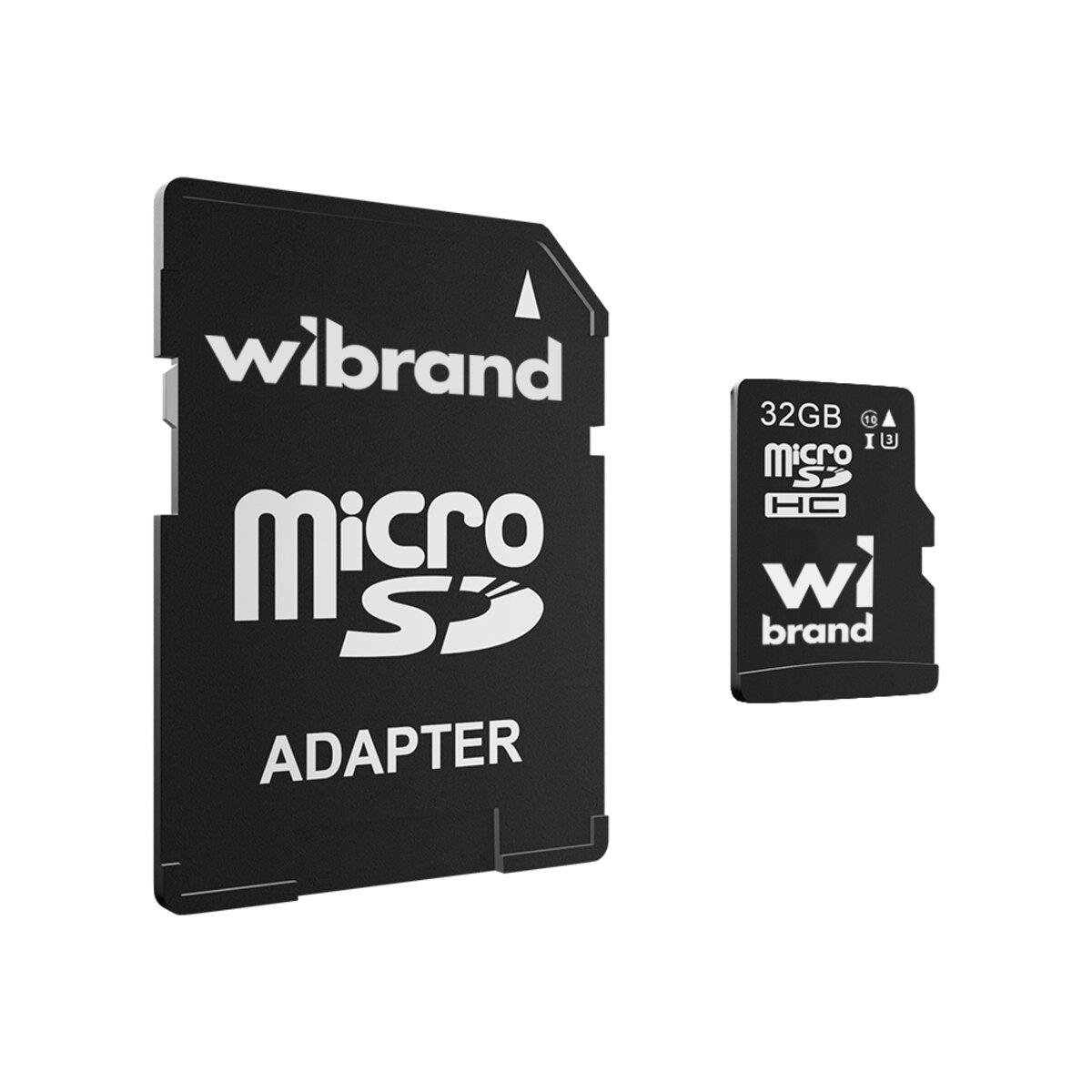 Карта памяти Wibrand microSDHC 32 Gb Class 10 UHS-I U3 Adapter SD WICDHU3/32 Gb-A Black (606102)