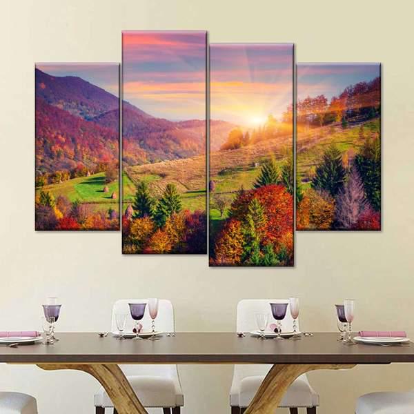 Модульная картина KIL Art Рассвет в горной степи из четырех частей 89x56 см (M4_M_150)