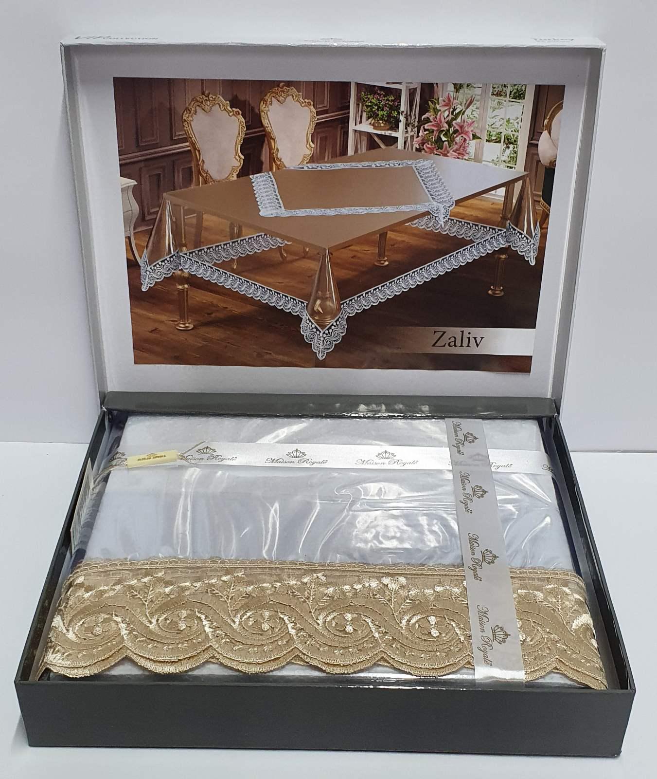 Силиконовая скатерть с кружевом Maison Royale 160x300 Zaliv Cappucino (CN5235)