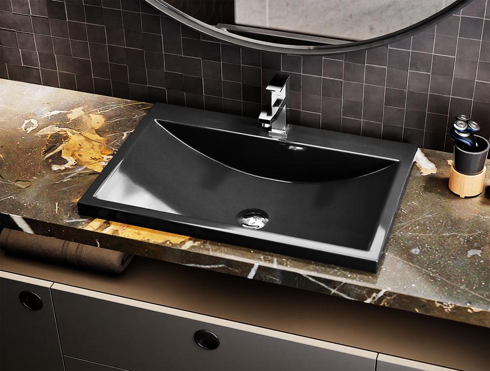 Умывальник накладной Luxor Opal Low Black (708)