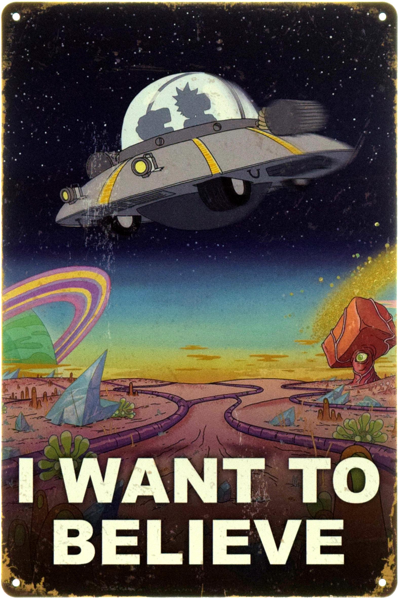 Табличка металлическая "Rick and Morty I Want To Believe" 20x30 см (ms-104417) - фото 1 Табличка металлическая "Rick and Morty I Want To Believe" 20x30 см (ms-104417) - фото 1
