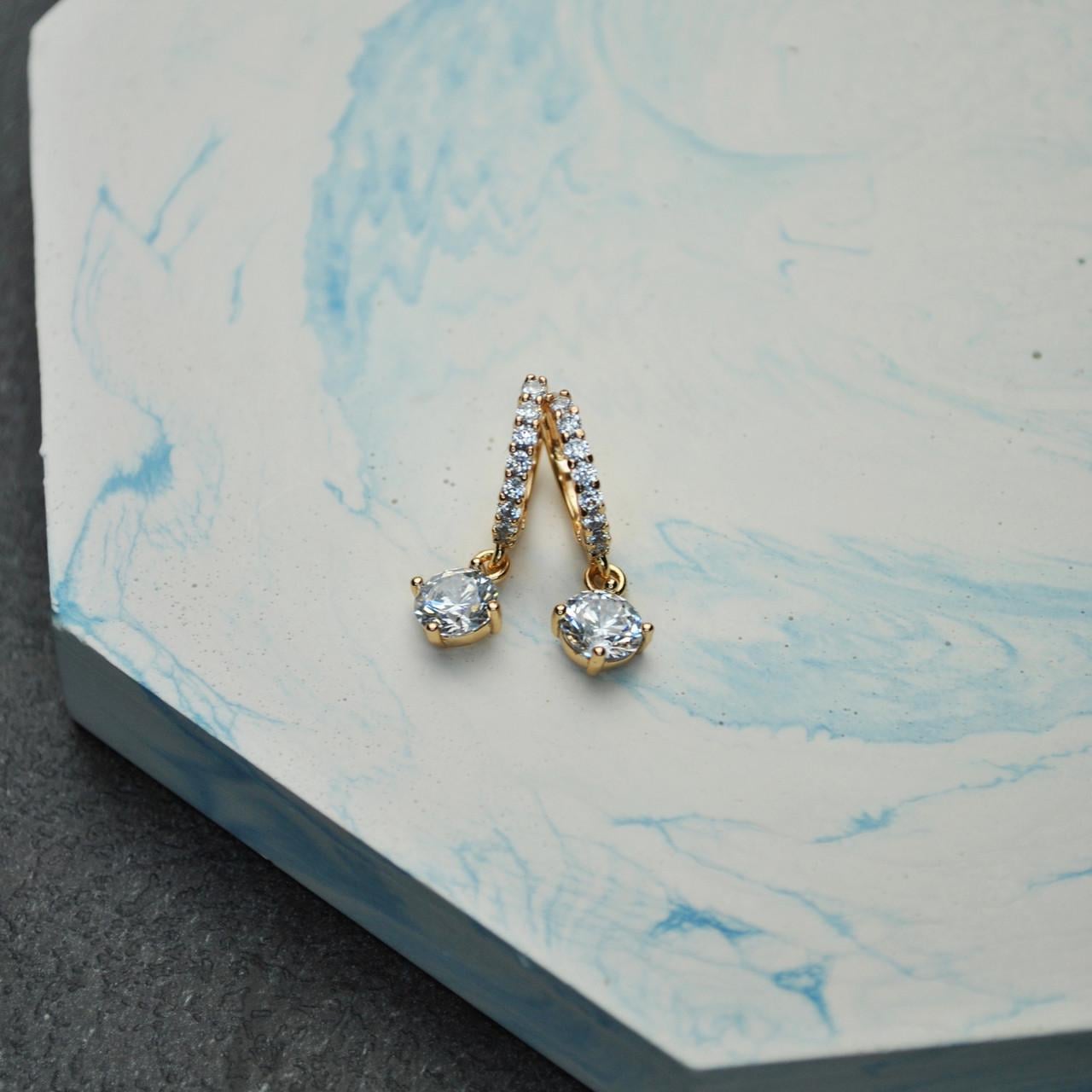 Серьги-кольца фианиты медицинская сталь позолота 6 мм (x114)