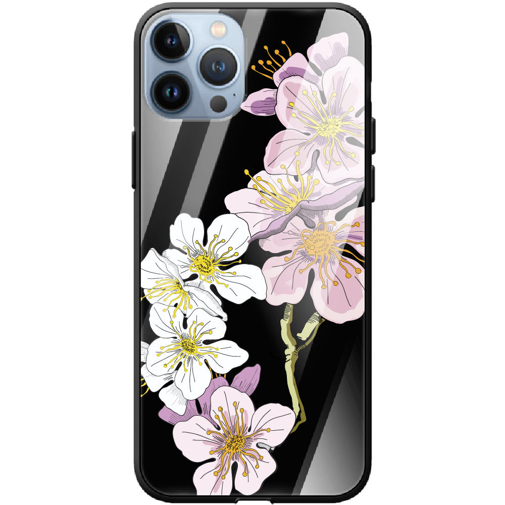 Чохол BoxFace iPhone 13 Pro Max Cherry Blossom Чорний силікон зі склом (43360-cc4-43866)