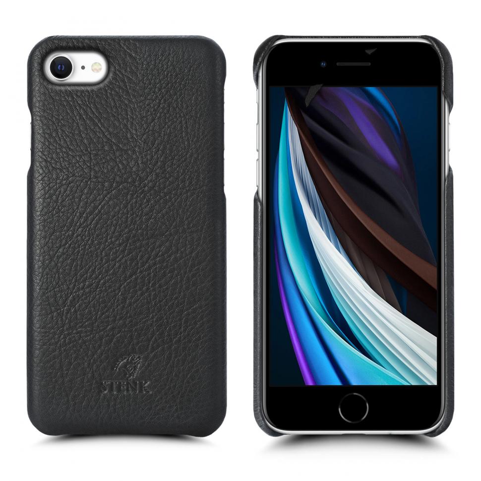 Накладка кожаная Stenk Cover для Apple iPhone SE (2020) Черный (69215)