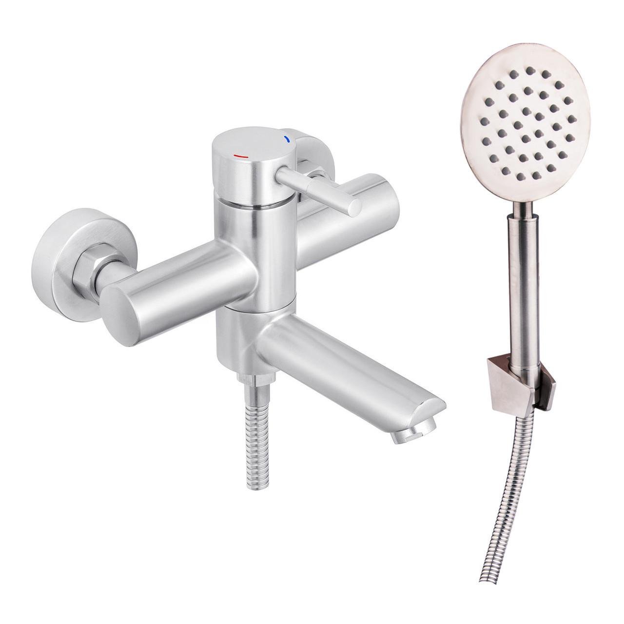 Смеситель в ванную с нержавейки короткий носик WAL GES4-A116 Смеситель в ванную с нержавейки короткий носик WAL GES4-A116