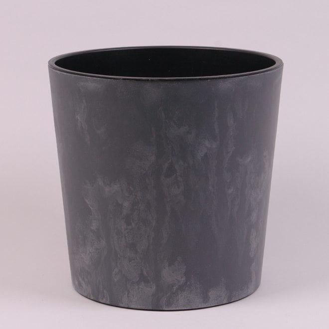 Горшок пластиковый с вкладом Flora Urbi Round Beton Effect 30 см Маренго (93558)
