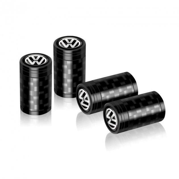 Набор колпачков на ниппель для автомобиля SUNROZ Caps Premium Carbon Volkswagen 4 шт. Black