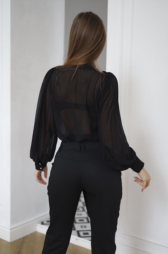 Блуза Lipar 2916 с застежкой на шее с рюшами р. 42 Черный (16917081) - фото 2