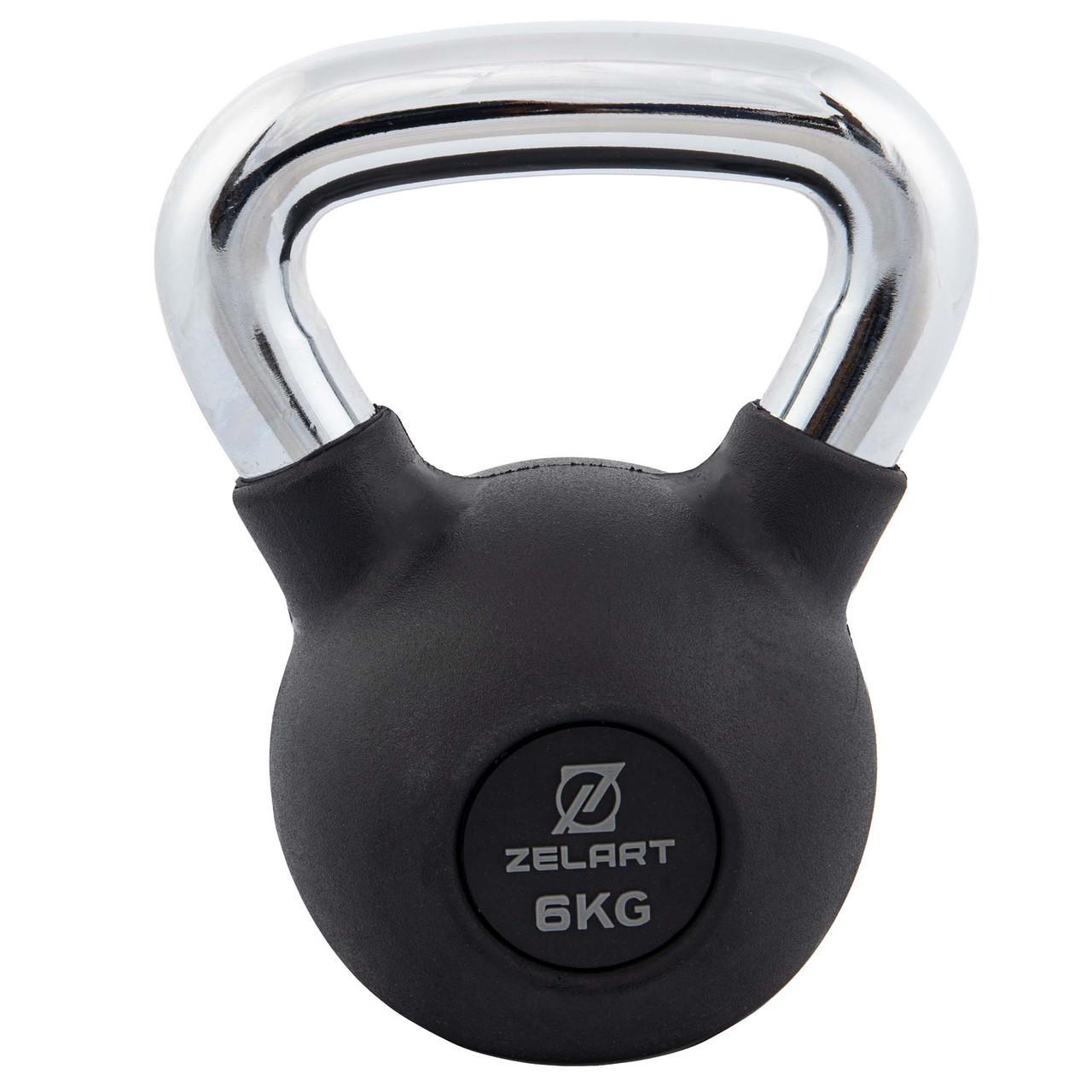 Гиря тренувальна цільна Zelart TA-7794-6 чавунна гумова з хромованою ручкою 6 кг (2532854972)