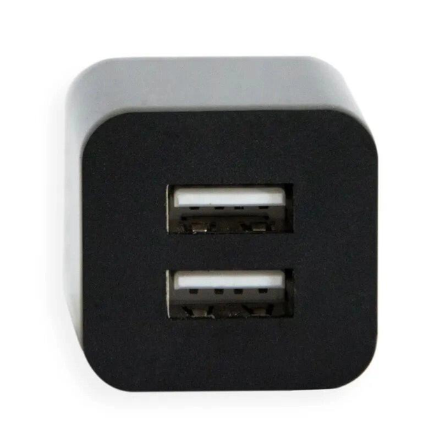 Перехідник Usb 220v зарядка 2USB 1А/2,1А Чорний (1075)
