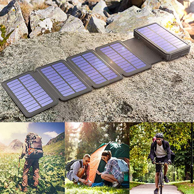 Павербанк із сонячною панеллю Portable Solar Charger Wireless 6 panel VHG DN38 20000 mAh Black - фото 7