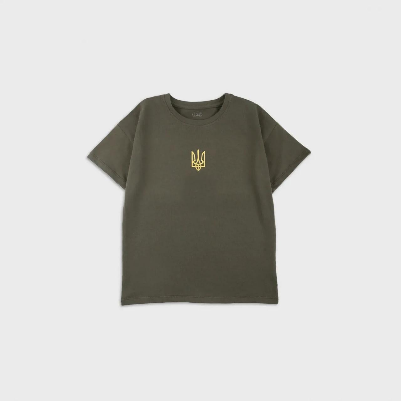 Футболка детская Тризуб 140 см на 10 лет Хаки (25545952)