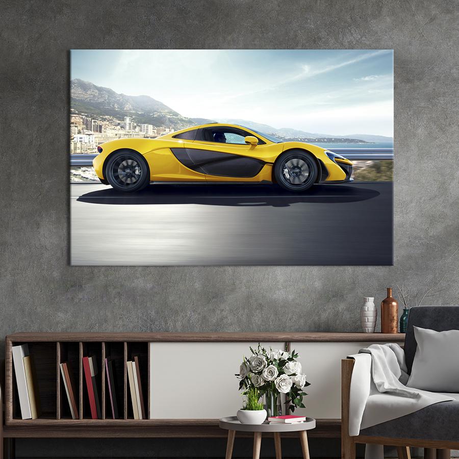 Картина на холсте Желтое авто McLaren P1 75x50 см (1370-1)