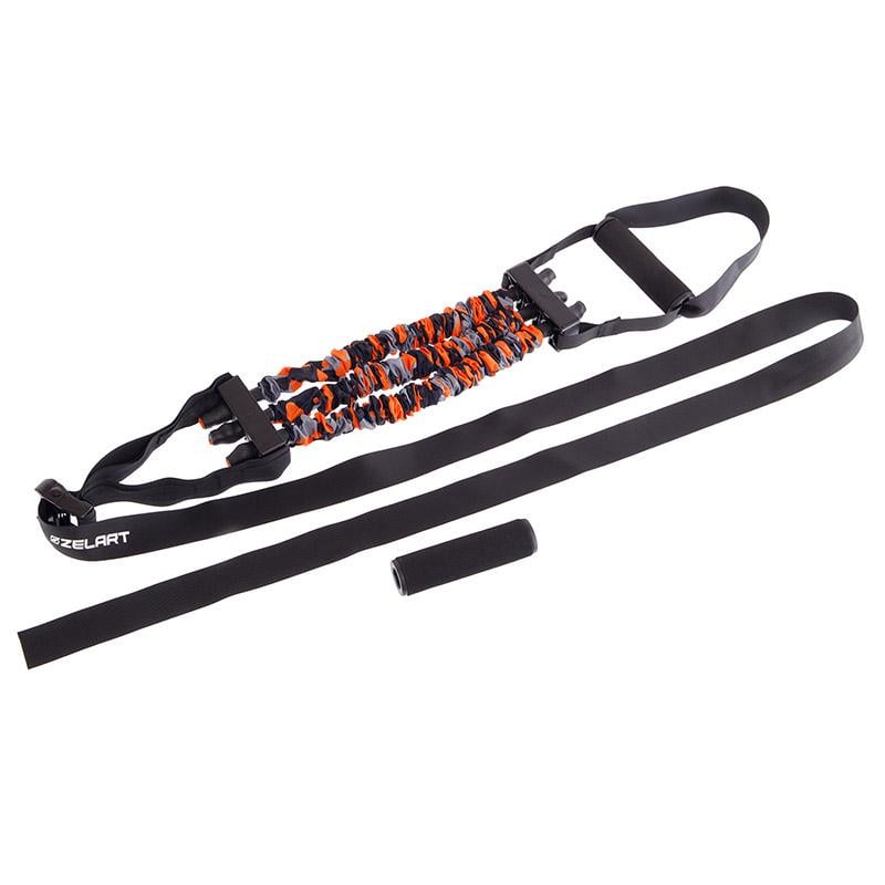 Эспандер латексный FI-7835 с ручками Черно-оранжевый (56363214)