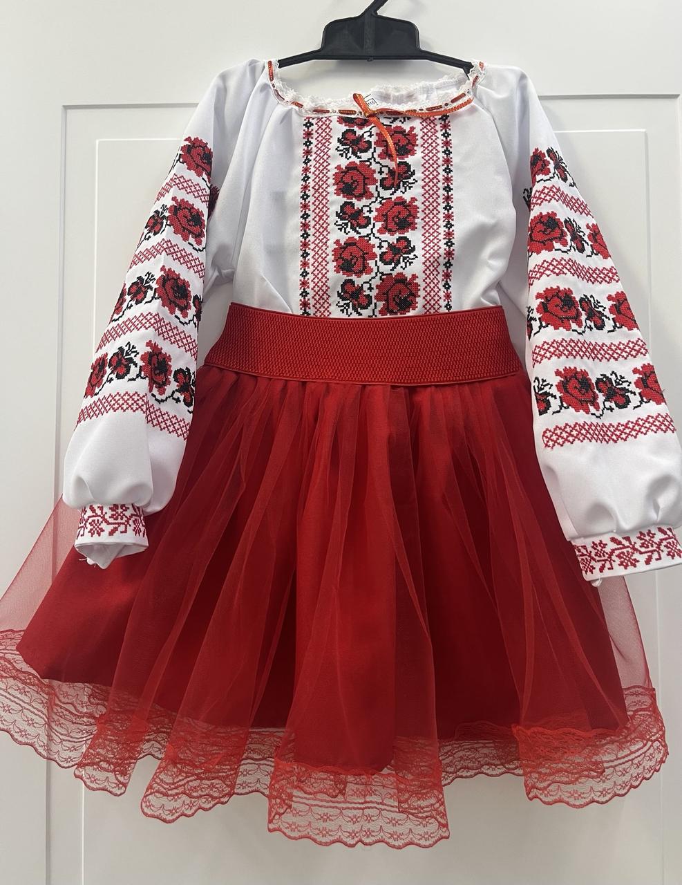 Костюм вышиванка для девочки 110 см Белый/Красный - фото 7 Костюм вышиванка для девочки 110 см Белый/Красный - фото 7