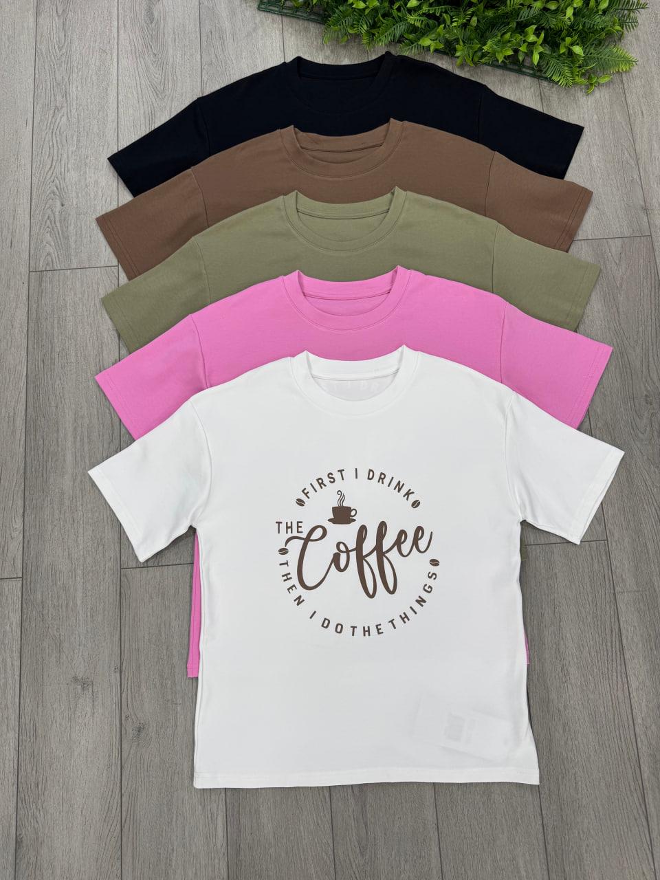 Футболка женская с кофейным принтом OS Черный (#27006) - фото 2 Футболка женская с кофейным принтом OS Черный (#27006) - фото 2