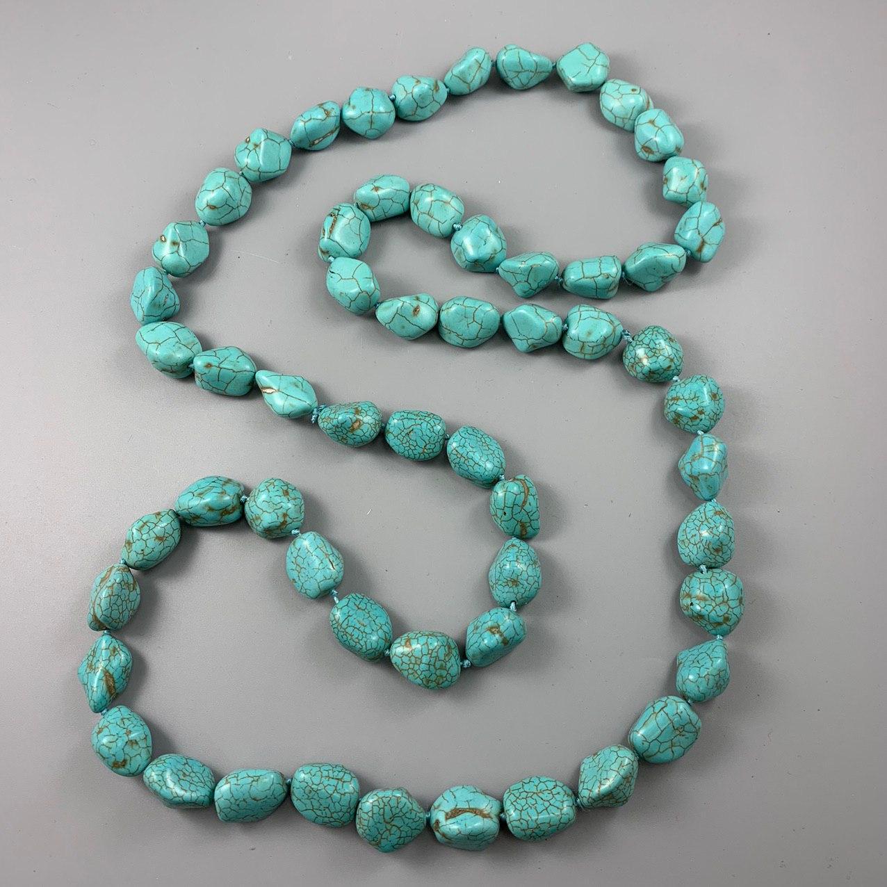 Бусы бирюза пресс 120 см (1086)