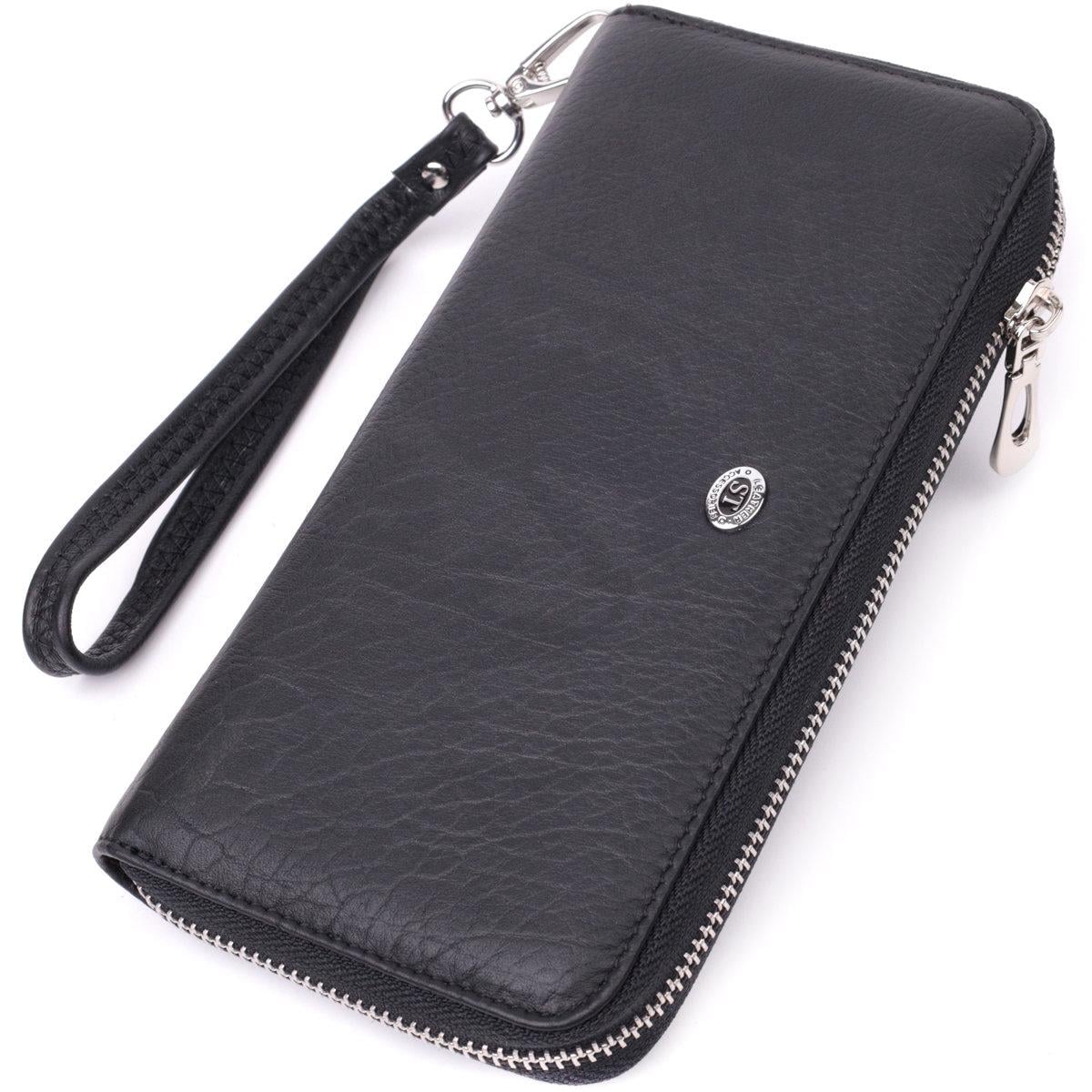 Кошелек ST Leather 22562 на одно отделение из натуральной кожи Черный (168-136-22562)