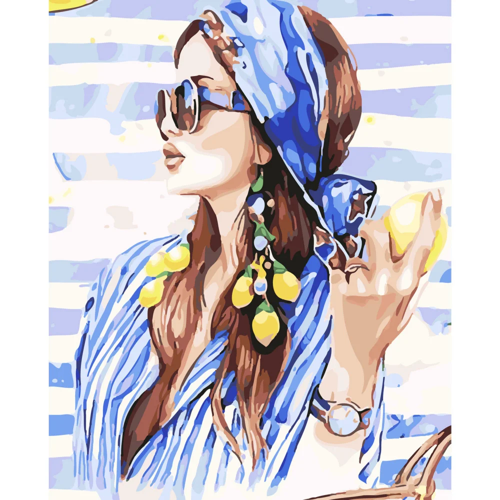 Картина по номерам Strateg Люди Девушка в платке 40х50 см в термопакете (SY6104)